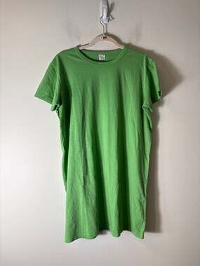 Leset Bright Green Short Sleeve Cotton Knee Length Dress Sz L
